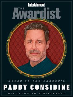 the front cover of entertainment magazine with a portrait of paddy considine on it