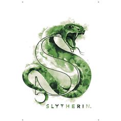 a green snake with the word slytherin on it