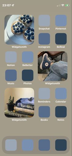 the color scheme for blue is shown in several different colors, including grays and blues