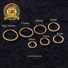 Packaging: SOLD AS A SINGLE PIECE. Material: 14K Yellow Gold Solid Cubic Zircona Size: Bar Thickness: 16G=1.2mm Inner Diameter: 6mm,7mm,8mm,mm,10mm,11mm,12mm Hinged segment nose hoop ring, round shape 6mm,7mm,8mm,mm,10mm,11mm,12mm diameter can be used on your nose and earring, daith, helix and tragus, features a Clear CZ pave on the rings, shiny and classic, Gives you a charming look This round shaped seamless circular ring is made from handcrafted 14KT yellow gold and includes a cluster mini cu Tiny Gold Earrings, Tragus Hoop, Conch Hoop, Tragus Jewelry, Helix Hoop, Conch Earring, Tiny Hoop Earrings, Cartilage Hoop, Nose Hoop