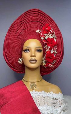 Autogele Aso-Oke Red, African Headwrap Headpiece Headtie, Nigerian Bride Headwrap, African Turban, African Headwrap For Black Women, Ready To Wear Gele NEED OTHER COLORS AND DESIGNS OF AUTOGELE HEADWRAPS, BRAIDED WIGS AND AFRICAN CORAL BEADS, VISIT OUR SHOP HERE: https://sereneafrica.etsy.com/ Features: *100% genuine Aso-Oke. *Easy to tie and maintain. *Comfortable on the head. *Comes in plain Aso-Oke or embellished. *Comes in other lovely colours. We also make complete bridal Aso Oke outfits. W Traditional Red Headwrap Headband, Traditional Red Headwrap, Elegant Adjustable Red Turban, Red Adjustable Headwrap For Party, Elegant Red Headwrap, Elegant Red Headwrap For Wedding, Elegant Red Fitted Headwrap, Red Headwrap, Autogele Styles