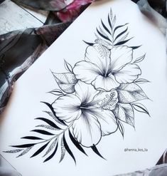 Tropisches Tattoo, Tropical Flower Tattoos, Hawaiian Flower Tattoos, Plumeria Tattoo, Hibiscus Flower Tattoos, Hibiscus Tattoo, Bauch Tattoos, Corak Bunga, Tattoo Zeichnungen