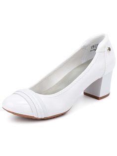 White Elegant,Fashionable Collar    Court Pumps Embellished   Women Shoes White Synthetic Block Heels For Formal Occasions, Formal White Synthetic Block Heels, Dancer Wedding, Shower Dress For Bride, Heels Office, Chunky Pumps, Work Pumps, White Wedding Shoes, Chunky Heel Pumps