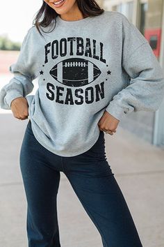 Get ready to cheer on your favorite team in style with our Ragby FOOTBALL SEASON Graphic Crewneck Sweatshirt, the perfect choice for game day and beyond. This casual and comfortable sweatshirt is a must-have for fall, combining sporty... Football Sweatshirt, Stand Out In A Crowd, Cami Set, Sweatshirt Fabric, Sweatshirt For Women, Pink Lily, Football Season, Graphic Crewneck Sweatshirt, Graphic Crewneck