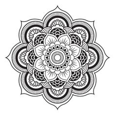 an intricate black and white flower design