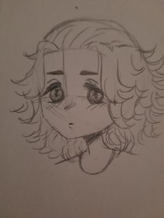 a drawing of a woman's face with curly hair