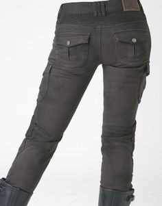 UglyBros Motorcycle Pants: MOTORPOOL_G_GREY_05 Jean Cargo Pants, Motorcycle Riding Jeans, Motorcycle Pants, On Knees, Motorcycle Riding, Motorcycle Women, Grey Women, Lower Back, Flap Pocket