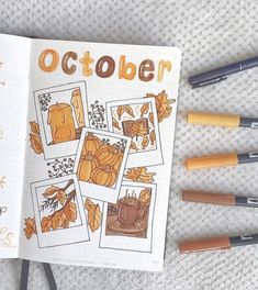 October Planner, Bullet Journal October, Bullet Journal Cover, Bullet Journal Page, Bullet Journal Ideas Templates