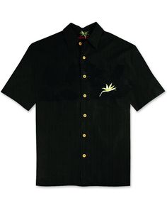 Enjoy the sophisticated look and feel of this embroidered shirt at half the price of silk, with Bamboo Cay's washable "polynosic" embroidered shirts. Honestly, they look like a million bucks! 70% Rayon / 30% Polyester Machine Washable Black Button-up Shirt With Floral Embroidery, Black Floral Embroidery Button-up Shirt, Embroidered Black Collared Shirt, Black Embroidered Collared Shirt, Black Collared Shirt With Floral Embroidery, Black Embroidered Button-up Shirt, Classic Embroidered Summer Shirt, Classic Embroidered Short Sleeve Shirt, Black Embroidered Short Sleeve Shirt