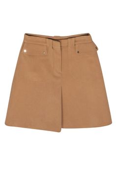 Current Boutique-Maje - Tan Ribbed Texture Miniskirt w/ Silver Buttons Sz S Mini Length Shorts With Pockets For Fall, Mini Shorts With Pockets For Fall, Fall Mini Skirt With Belt Loops, Chic Fitted Short Cargo Skirt, Mini Skirt With Belt Loops For Workwear, Fall Mini Cargo Skirt With Belt Loops, Fall Short Skirt With Belt Loops, Mini Cargo Skirt For Workwear, Short Workwear Skirt With Belt Loops