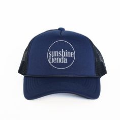 Sunshine Tienda® Navy Sunshine Tienda Trucker Hat Cute Merch, We Are Love, You Rock, Trucker Hats, Mesh Fabric, One Size Fits All, Navy And White, See You, Trucker Hat