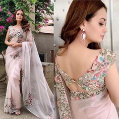 Nora Fateh, Blouse Halter Neck, Pakistani Saree, Farewell Saree, Saree Jacket, Saree Jacket Designs, Blouse Puff Sleeve, Halter Neck Blouse, Saree Drapes