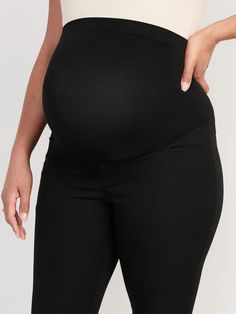 The maternity Pixie pants you love, now in a more fabulous fit & fabric ✨ Smooth tricot full-panel with elasticized waist.  Faux fly.  Diagonal on-seam hip pockets; decorative welt faux pockets at back.  Smoothing pocket lining holds you in for a s Fitted Bump Friendly Leggings, Bump Friendly Fitted Leggings, Fitted Straight Leg Leggings With Pockets, Mid-rise Black Pants With Contoured Waistband, Black Mid-rise Pants With Contoured Waistband, Fitted Black Pants With Comfort Waistband, Black Fitted Pants With Comfort Waistband, Fitted Black Bump Friendly Leggings, Fitted Black Leggings, Bump Friendly