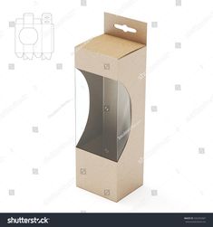 an open cardboard box with a paper window on the front and side, for packaging