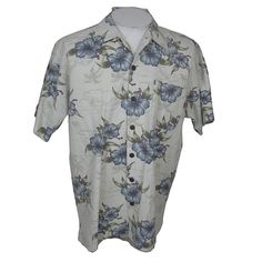 Brand: Cherokee Vintage 90s, early 00s Hawaiian style camp shirt; print features tropical hibiscus flowers Condition: Nice preowned with no rips tears holes stains or missing buttons. NOTE: size and fabric content label has been removed All measurements are approximate. Fabric: cotton Color: off white, blue, green, red and more Collar: Spread Pocket:Single, left Buttons: plastic Back Pleats: knife S/L: S1 IMPORTANT: See size and measurement info in the pics section; then please measure a shirt y Casual Hawaiian Shirt With Hibiscus Print, Hawaiian Collared Camp Shirt With Floral Print, Hawaiian Floral Print Collared Camp Shirt, White Hawaiian Shirt With Camp Collar And Hibiscus Print, White Hawaiian Shirt With Hibiscus Print And Camp Collar, White Hawaiian Shirt With Hibiscus Print, Hawaiian Floral Print Collared Short Sleeve Shirt, Hawaiian Shirt With Floral Print And Camp Collar, Tropical Camp Shirt With Hibiscus Print