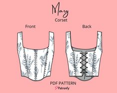 the front and back views of a corset