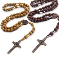 Men's Jesus Crucifix Cross Christian Necklace Saint Benedict Wood Beads Rosary | eBay Brown Beaded Rosary As Gift, Brown Beaded Rosary Gift, Beaded Brown Rosary Gift, Adjustable Cross Beaded Necklaces For Gifts, Brown Beaded Necklaces As Gifts, Brown 8mm Beads Necklace For Gift, Brown Beaded Necklaces With 8mm Beads As A Gift, Brown Beaded Necklaces With 8mm Beads For Gifts, Mens Rosary