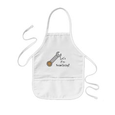 a white apron with an image of a fox on it