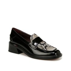 Franco Sarto-Gabriella Loafer Enjoy stylish versatility wearing the Gabriella loafer from Franco Sarto. Classic, menswear-inspired silhouette with feminine accents elevates the chic allure of this slip-on. It's crafted with responsibly sourced leather and Usda BioPreferred materials for sustainable style. A stacked block heel rounds out the elegant look. Snake Black, Heel Loafers, Block Heel Loafers, Bridal Wedding Shoes, Sustainable Style, Womens Reebok, Trending Sneakers, Fall Shoes, Heeled Loafers