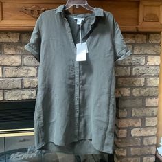 New With Tags. Lucky Brand Size Xl Army Green Linen Dress. Absolutely Adorable. Note In Picture Small Blemish In Material In The Hem. The Dress Has Pockets Casual V-neck Shirt Dress With Placket, Casual Linen V-neck Shirt Dress, Green Linen Dress, Brand Dresses, Linen Dress, Xl Dress, Dress Brands, Army Green, Lucky Brand