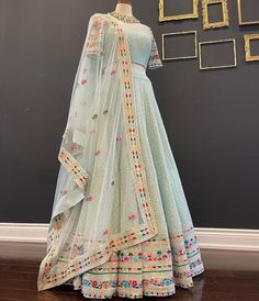 We Also Made Wedding Lehengas, Indian Lehenga, Bridal Lehenga, Designer Lehenga, South Indian Dresses, Lengha Choli, Chaniya Choli, Lancha, Semistitched Lehenga, Bridesmaid Lehengas, Sabyasachis Lehengas, Floral Skirts, Punjabi Lehengas, Ethnic Lehengas, Indo-western Outfits, Indian Outfits, Bollywood Lehengas. Indian Wedding Lehenga Choli For Women SkyBlue lehenga Choli Multi Color Foil Work Lengha Choli Bollywood PartyWear Designer Lahangas cholis. 💃 Lehenga : Faux Georgette With Embroidery M Women Lengha Design, New Lehnga Dress Wedding, Non Revealing Lehenga, Unique Dress For Wedding Indian, Ghagras For Weddings, Ghaghra Designs Latest Indian, Customized Lehenga Designs, Lahanga Design Latest Wedding Indian, New Lengha Choli Designs