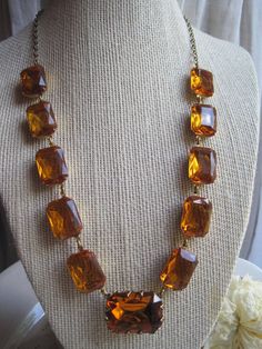 Fluidity Citrine Statement Necklace Art Deco by SacredCake on Etsy Orange Citrine Vintage Jewelry, Vintage Orange Citrine Jewelry, Orange Gemstone Vintage Necklace, Orange Gemstone Vintage Necklaces, Vintage Orange Gemstone Necklaces, Handmade Vintage Citrine Jewelry, Vintage Crystal Necklace For Gifts, Vintage Amber Jewelry For Party, Cake Jewelry