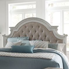 Add a touch of European traditional design to your bedroom with the Magnolia Manor King Upholstered Headboard. Manor Bedroom, Panel Headboard, Queen Upholstered Headboard, Upholstered Headboard King, Upholstered Panel Headboard