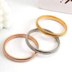 Description:Geometric Metallic Bangle BraceletSpecification:Size: Dia 6.8"Weight: 0.86 oz/pcsMaterial: alloy metalColor: gold/silver/rose goldFeatures & Details:The price quoted is for one piece of bangle only.This geometric metallic bangle bracelet is made of nickel-free. lead-free. cadmium-free and hypoallergenic materials. which will not turn your skin green or cause anaphylactic reaction.It is easy to match your different outfits and also suitable for any occasions like wedding. banquet. cos Minimalist Alloy Bangle Bracelets, Minimalist Alloy Bangle Bracelet, Gold Alloy Bangle Bracelet, Trendy Rose Gold Stainless Steel Bracelets, Trendy Gold Alloy Bracelets, Adjustable Rose Gold Alloy Bracelet, Trendy Flexible Bangle Jewelry, Gold Minimalist Alloy Chain Bracelet, Minimalist Gold Alloy Chain Bracelet