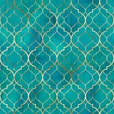 a blue and gold background with an intricate pattern in the middle, on top of a green