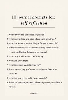 an article about self reflection with the words'10 journal prompts for self reflection '