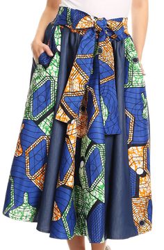 Multicolor Lined Wrap Skirt, Multicolor Long Lined Wrap Skirt, Multicolor Patchwork Midi Skirt, Multicolor Skirt With Pockets For Spring, Multicolor Printed Long Skirt, Multicolor Tiered Lined Wrap Skirt, Multicolor Relaxed Flared Wrap Skirt, Multicolor Tiered Wrap Skirt With Lining, Multicolor Flowy High Waist Maxi Skirt