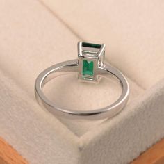 Green emerald ring May birthstone ring emerald cut green | Etsy Emerald Baguette Cut Ring For Promise, Promise Ring With Princess Cut Brilliant Emerald, Promise Ring Emerald With Brilliant Princess Cut, Formal Radiant Cut May Birthstone Ring, Formal Radiant Cut Ring With May Birthstone, Princess Cut Brilliant Emerald Ring For Promise, Modern Emerald Cut May Birthstone Jewelry, Emerald Cut Solitaire Emerald Ring For Proposal, Elegant Emerald Cut Ring With Bezel Setting