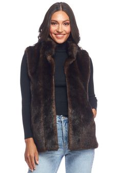 Sable Faux Fur Hook Vest Brown Faux Fur Trim Vest For Fall, Brown Vest With Faux Fur Trim For Fall, Sleeveless Fur Coat With Faux Fur Trim For Fall, Sleeveless Fur Coat With Faux Fur Trim, Sleeveless Faux Fur Coat With Fur Trim, Sleeveless Faux Fur Coat, Sleeveless Mink Outerwear With Faux Fur Lining, Sleeveless Fur Coat With Faux Fur Lining For Fall, Sleeveless Faux Fur Coat For Fall