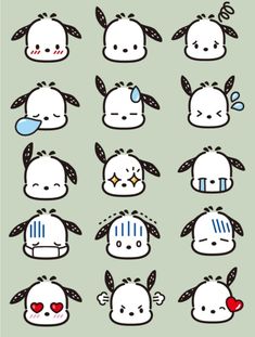 some cute little animals with different expressions on their faces and hair, all in various ways