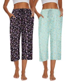 PRICES MAY VARY. Capri pajama pants for women are made of cotton polyester blend fabric, lightweight, breathable, stretchy, super soft against the skin and comfy enough for every day wearing Women's cotton lounge pants feature elastic waistband with drawstring, wide leg cut and loose fit, cropped length pants with two side pockets, soft and comfy touching, move freely all the day 2 pack capri sleep pants, soft and stretchy, comfortable and casual for sleepwear, perfect for everyday essentials, e Womens Pajama Pants, Pajama Bottoms Womens, Womens Pajama, Pj Bottoms, Cotton Nightgown, Womens Pajamas Pants, Sleep Pants, Nightgowns For Women, Pj Pants