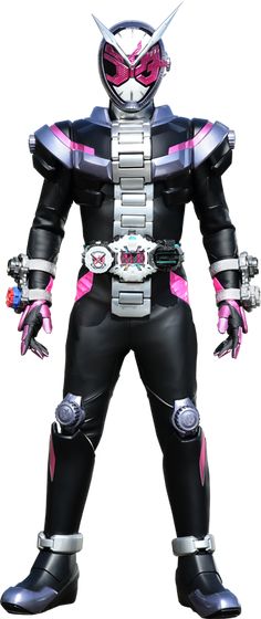 a man in a black and pink costume