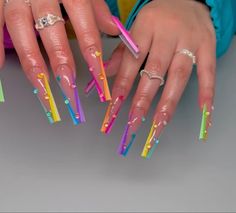 Unique Acrylic Nails, Fake Nail, Rainbow Nails, Nail Nail, Pink Acrylic Nails