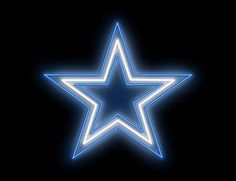 a blue neon star on a black background