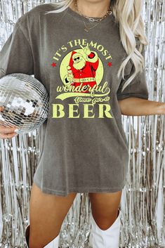 Comfort Colors Christmas Beer Tshirt, Most Wonderful Time for A Beer shirt, Funny Beer Christmas shirt, Most Wonderful Christmas tee, Pepper Shirts are Adult Unisex sizing and they are soft and cozy Rolled Sleeves in pictures are for styling purposes only Props used in photos and NOT included with purchase SIZING These are Unisex Sized T-shirts. UNISEX T-SHIRTS - Women typically wear one size down Models are wearing 1 or 2 sizes up, please order 1 or 2 sizes up if you would like an oversized loo Holiday Graphic Tee With Crew Neck, Christmas Graphic Print Short Sleeve T-shirt, Christmas Graphic Print T-shirt, Christmas Holiday Graphic Print T-shirt, Holiday Graphic Print Crew Neck T-shirt, Holiday Crew Neck Pre-shrunk Top, Christmas Holiday Graphic T-shirt, Christmas Crew Neck Top With Text Print, Holiday Graphic Tee With Short Sleeves