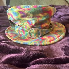 Super Groovy Black Light Top Hat New With Tags! And It’s Adjustable! Ugly Fashion, Top Hat, Black Light, Pink Blue, Color Blue, Women Accessories, Tags, Hats, Pink