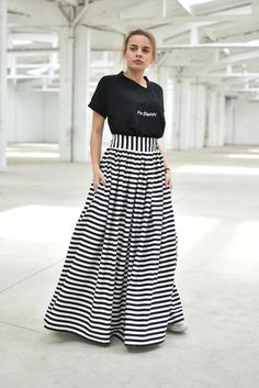 "Striped Maxi Skirt, High Waist Skirt, Plus Size Clothing ◈ Stylish and chic fashion is our shared dream! You can be sure that this piece is made with a lot of love and craftsmanship. ◈ S I Z I N G ◈ This item is available from XS to 4XL. Please, have a look at my Size Chart below before placing your order. ◈ D E L I V E R Y ◈ This item will be shipped in up to 5 days after your order was placed. We use Express worldwide shipping for all of our items. Shipping usually takes: ✈ 2-3 biz days to US Chic Cotton Maxi Skirt, Chic High-waist Cotton Maxi Skirt, Summer Full-length Gathered Maxi Skirt, Lined Voluminous Maxi Skirt, Voluminous Maxi Length Lined Skirt, High Waist Gathered Maxi Skirt, Casual Maxi Length Voluminous Skirt, Casual Maxi Voluminous Skirt, Summer Full Length Gathered Skirt