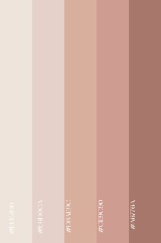 the color palette is shown in shades of pink, brown and beige with white lettering