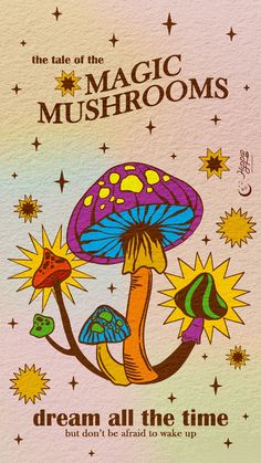 a book cover with an image of a mushroom and stars on the page, which reads dream all the time but don't be afraid to waste up