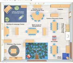 the floor plan for an office with tables and couches