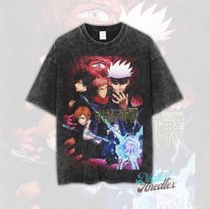 an image of anime characters on a black t - shirt