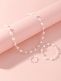 Niñas 3 piezas Set joya con cuenta Blanco         Teen Jewelry & Watches, size features are:Bust: ,Length: ,Sleeve Length: Neck Pieces Jewelry, Teen Jewelry, Beaded Bracelets Tutorial, Bead Charms Diy