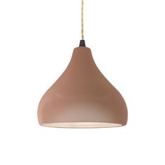 a brown light hanging from a ceiling fixture