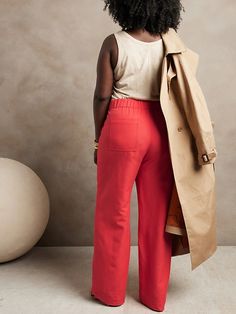 Wide-Leg Pant | Banana Republic Banana Republic Outfits, Modest Attire, Red Pants Outfit, Red Wide Leg Pants, Red Poppy, Wide Leg Linen Pants, Red Pants, Work Clothes, Wide Pants