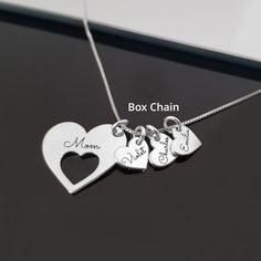 Material: Copper. Color: Gold,White Gold. Process: Gold plated. Chain Length: 14",16",18",20",22". Recipient: Woman,Mom,Wife,Girl Friend,Children, Family. Gift Type: Name Necklace. Occasions: Valentine's Day,Mother's Day,Christmas,Birthday,etc. Brand: Silviax Jewelry. Item: 2024NE0135. Mother's Day Gift Name Necklace With Charms, Nickel-free Heart Pendant Charm Necklace For Personalized Gift, Silver Heart-shaped Name Necklace For Birthday, Nickel Free Necklaces For Mother's Day, Birthday Silver Name Necklace With Heart Charm, Silver Birthday Name Necklace With Heart Charm, Mother's Day Open Heart Name Necklace, Nickel-free Heart Pendant Necklace For Personalized Gift, Mother's Day Nickel Free Double Heart Necklace