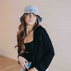 Meet our Beach Please Bucket Hat! This on trend denim bucket hat style is a must have for the spring and summertime. It can be styled with any of your favorite summer outfits, or worn with your swimsuit for boat days! Measurements: Circumference: 24" / Brim: 2.75" Material: 100% Cotton Jean Bucket Hat Outfit, Bucket Hat Outfit Beach, Bucket Hat Outfit Women, Denim Bucket Hat Outfit, How To Style Bucket Hats, Jean Bucket Hat, Boat Days, Bucket Hat Outfit, Pool Outfits